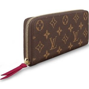 Authentic LOUIS VUITTON  Clemence Wallet, Monogram, Fuchsia